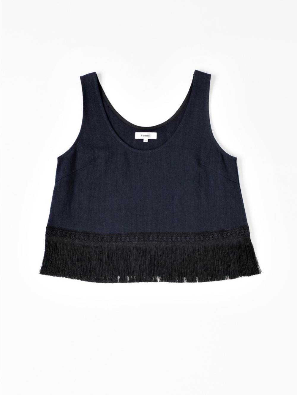 Samuji Navy Fringe Hem Tank Top